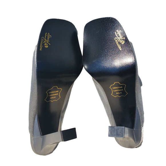 Vintage 90s Y2K Special Occasions by Saugus Shoe Silver Dyed Sandal Heel Mules - Picture 7 of 9